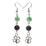 Earrings Kambaba/Green Aventurine + Clover 6,5Cm