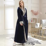 Lovers Winter Long Flannel Coral Warm Solid Bathrobe Women Men Kimono Pink Bath Robe Bridesmaid Sexy Dressing Gown M WomenNavy