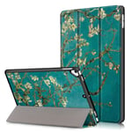 iPad 10.2" (2021 / 2020 / 2019) Skinn Deksel m. Tri-Fold - Hvite Blomster