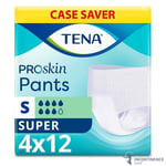 4x TENA ProSkin Pants Super Incontinence Pants - Small - Pack of 12 - 2100ml