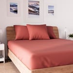 Soleil d'ocre, Jersey Drap Housse, Coton, Rouge, 90x190 cm