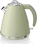 Swan Green Kettle Cordless Kitchen Fast Boil Stainless Steel Retro SK19020GN