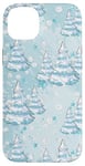 iPhone 14 Plus Light Blue Icy Snow Christmas Tree Winter Holiday Coquette Case