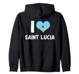 I Love Saint Lucia Pride St. Lucian Flag Heart Zip Hoodie