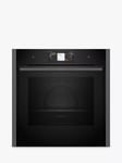 Neff N90 Slide and Hide B64VT73G0B Built In Self Cleaning Electric Single Oven with Steam Function, Grey Graphite