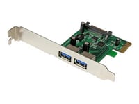 Startech.Com Pci Express (Pcie) Superspeed Usb 3.0-Kortadapter Med 2 Portar Och Uasp – Sata-Ström - Usb-Adapter - Pcie - Usb 3.0 X 2 - För P/N: Cfastrwu3, St3300gu3b, St4300u3c1, St4300u3c1b, St7300u3m, St7300usbme, Usb3s2esata3