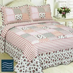 Luxury King Size  Traditional Patchwork Style Bedspread Blush Pink White Floral