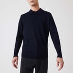 Lacoste Mens Polo Collar Merino Wool Sweater in Navy material_wool1 - Size Small