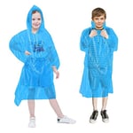 Vicloon 5 Pcs Travel Raincoat Rain Jacket, Disposable Rain Poncho for Kids, Emergency Waterproof Poncho with Drawstring Hood & Elasticated Wrists, for Sightseeing, Camping, Theme Parks & Outdoors