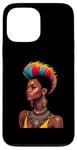 Coque pour iPhone 13 Pro Max Rainbow Dashiki Cheveux naturels pour femme tribale africaine