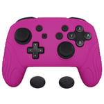 PlayVital Samurai Edition Ergonomic Silicone Skin Protective Case for Nintendo Switch Pro Controller, Soft Anti-slip Controller Grip Protector for Switch Pro with Thumb Grip Caps - Neon Purple