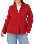 The Drop Women's Flame Scarlet Woven Ruched Sleeve Blazer by @kass_stylz, XL