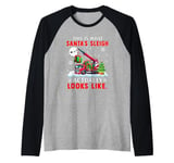 Santa's Sleigh Actually Looks Like Crane Truck Santa Driver Raglan Baseball Tee