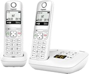 A695A Duo-2 Telephones Dect Sans Fil Avec Repondeur-Ecran A Haut Contraste-Excellente Qualite Audio-Profils Sonores Reglables-Fonction Mains Libres,Protection Des Appels,Blanc