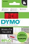 Dymo D1 etikettape, 24 mm, svart på röd