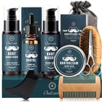 Beard Grooming Kit for Men, 10 in 1 Beard Trimming Gift Set with Beard Shampoo,