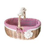 Handmade Natural Willow Wicker Shopping Baskets Vintage Handbag Shaped High Handle Wicker Shopping Baskets Display Collection Gift Hamper Fabric Lining Storage Box Storage Basket Picnic Fruit Basket