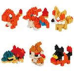 Bandai - Nanoblock - Pack Mini-Figurines Pokémon Type Feu - Coffret de 6 Figurines Pokémon à Assembler en Briques - Jeu de Construction Maquette - Jouet Enfant 12 Ans et + Ado Adultes - NBPM11B