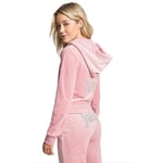 Velour Juicy Sömnadsdräkt Huvtröjor Sammet Dragkedja Sweatshirt Och Byxor Set Sportkläder 2023 Dam Vår/Höst Träningsoverall Crop Top Pink S