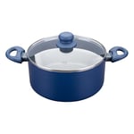 Tasty Casserole antiadhésive Ocean Blue - Ø 24 cm avec couvercle en verre - Aluminium recyclé - Poignée Soft Touch - Revêtement céramique antiadhésif - Pour tous feux dont induction