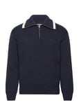 Relaxed Plain Cotton H-Zip Tops Knitwear Half Zip Jumpers Navy GANT