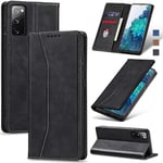 Flip Wallet-fodral för Galaxy S20 FE 5G, Läder Magnetiskt Folio-fodral med Kortfack, Stativ - TPU Stötsäkert Hållbart Skyddande Telefonfodral, Svart