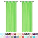 Megachest lucy Woven Voile Tab Top Curtain a pair with ties (28 colors) with tie backs (apple green, 56" wideX48 drop(W142cmXH122cm))