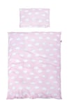 roba Parure de Lit Bébé Réversible Kleine Wolke Rosa - 2 Pièces 100% Coton - Housse de Couette 100 x 135 cm + Taie d'Oreiller 40 x 60 cm - Rose Imprimé Nuage / Motif Pois