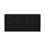 Tvilum May Dobbelt kommode m. 6 skuffer, 143x30x68, Black