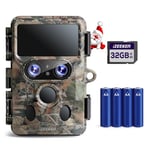 iZEEKER Caméra de Chasse WiFi Bluetooth 60MP 4K, Caméra Chasse Double Objectif avec Vision Nocturne Starlight, Vidéos H.264 Ultra HD Temps de Déclenchement 0,1s avec Carte SD 32Go et 4 Piles AA