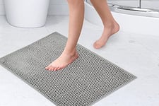 Emma Barclay Noodle Soft Touch Non-Slip Bathroom Rug in Silver - Shower Mat 40x60cm