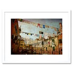 Wee Blue Coo Clothes Lines Venice Washing Line Laundry Picture Framed Wall Art Print