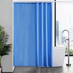 Furlinic Rideau de Douche Extra Long Tissu Bleu Lavable et Imperméable Rideau Baignoire en Polyester Textile Anti Moisissure pour Salle de Bain 180x210cm avec 12 Crochets