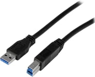 Câble certifié USB 3.0 A vers B de 2 m - Cordon USB3 SuperSpeed USB A vers USB B en noir - M/M (USB3CAB2M)