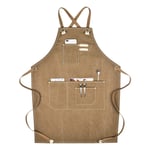 Chef Apron Cross Back Apron for Men Women With Adjustable Straps and Large Pockets for Home Cooking use Barbecue,Khaki