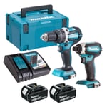 Makita 18V DHP484 Combi Drill & DTD153 Impact Driver 2 x 5.0Ah Battery & Charger