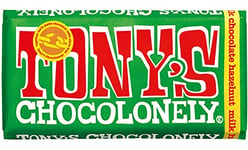 Tony's Chocolonely Milk Hazelnut Chocolate Bar - 180g, Milk Chocolate, Gift, Vegetarian - Belgian Fairtrade Chocolate