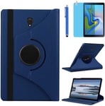 ?Tui Housse Coque Pour Samsung Galaxy Tab S4 10.5 Pouces 2018 (Sm-T830 T835 T837) - 360 Degr?S Rotation Full Protection Kickstand Case Cover,Avec Un Stylo,?Cran Film (Deep Blue)