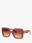 Miu Miu MU 10YS Women's Chunky Square Sunglasses, Cognac Opal/Brown Gradient