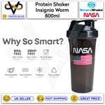 Smart Shake Bottle 800ml Protein Shaker NASA Insignia Worm Official Logo Black