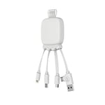 Xoopar Câble Multi Connecteurs USB - Hub USB 4 en 1 USB, USB-C, Lightning,Micro USB- Chargeur Universel et Batterie Externe 3000 mAH en Plastique Recyclé - Octopus Gamma - Blanc