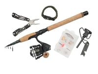 Abu Garcia Diplomat Wilderness Survival Kit Combo, Kit Complet de pêche et de Survie pour Les Aventures en Plein air avec Paracord pour l'urgence, Multitool, Bracelet, Camping, randonnée, bushcraft