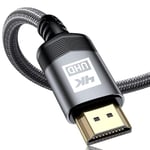 sweguard Câble HDMI 4K 1.5m Câble HDMI 2.0 Haute Vitesse par Ethernet en Nylon Tressé Supporte 4K@60Hz 2K@144Hz 3D/ HDR Retour Audio - Cordon HDMI pour Lecteur Blu-Ray/TV 4K Ultra HD/Ecran - gris