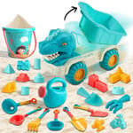 23PCS Beach Sand Toy Set Dinosaur Truck Sand Molds Shovels Buckets Accessories