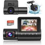 Dashkamera för bilar, 4K Full HD Dash Cam fram och bak inuti, Dashcam med nattseende med gratis 32 GB SD-kort, inbyggd loopinspelning, G-sensor, WDR