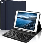 Étui Avec Clavier Italien Pour Ipad 10,2"" 9a/8a/7ème Génération, Clavier Pour Ipad 10,2"" 2021/2020/2019/Ipad Air 3/Ipad Pro 10,5"", Clavier Bluetooth Sans Fil Détachable Magnétique, Bleu Marine