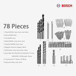 78PCS Bosch Drill Accessories Bits Set Screwdriver Socket Tool Box Multi-Purpose