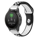 Garmin Fenix 5S kaksivärinen silikoni urheilukellon ranneke - Musta / Valkoinen