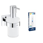 Lot de GROHE Start Cube Distributeur de Savon pour Salle de Bain avec Support, Chromé, 41098000 + GROHE Kit Colle Quickglue A1, 41127000