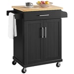 Yaheetech Desserte Cuisine à roulettes avec 1 Tiroir/Armoire avec Etagère Réglable/Porte Serviette/Meuble Cuisine 66 × 45,5 × 91,5 cm Noir